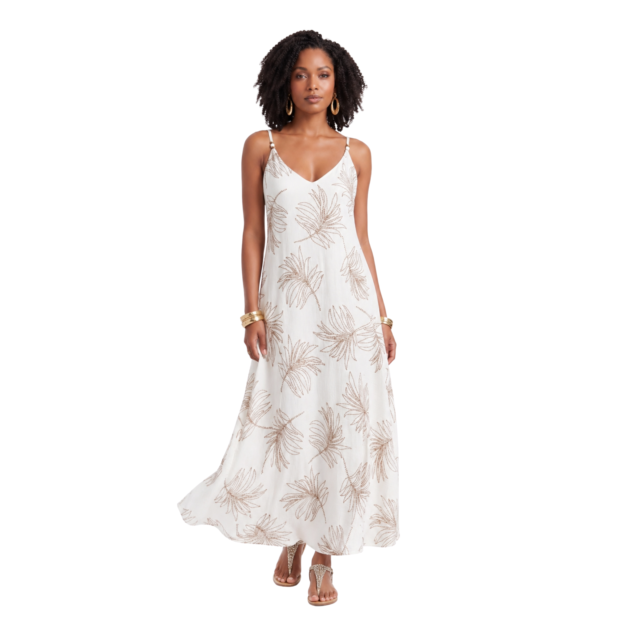 VESTIDO MAXI TRÓPICO - BEIGE