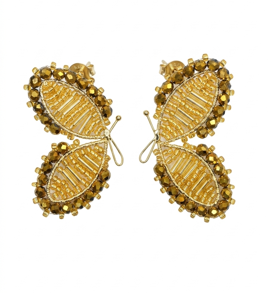 ARETES TEJIDOS - AMOR EN MARIPOSAS