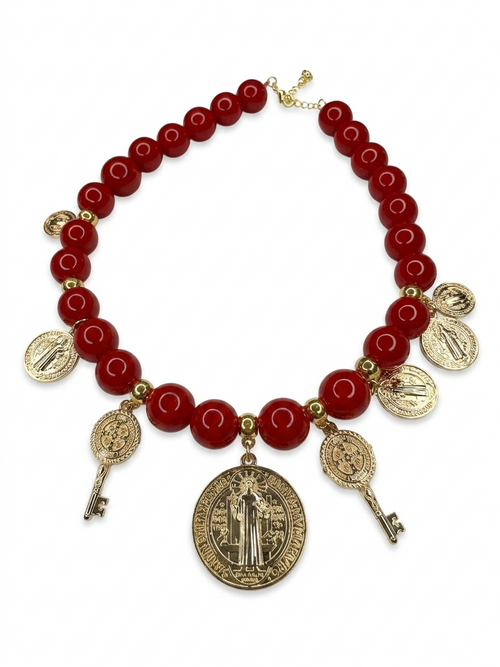 COLLAR LLAVES DE SAN BENITO - ROJO