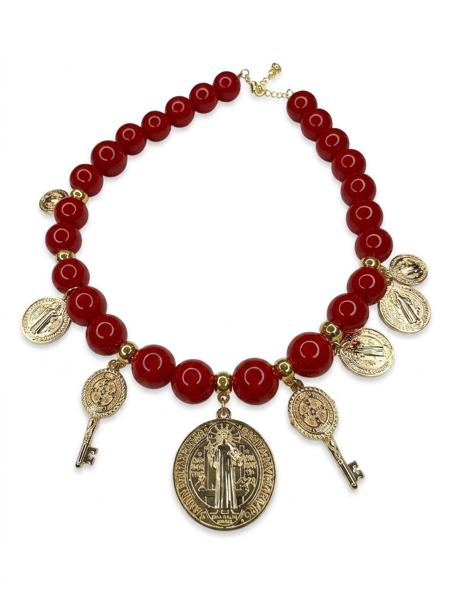 COLLAR LLAVES DE SAN BENITO - ROJO