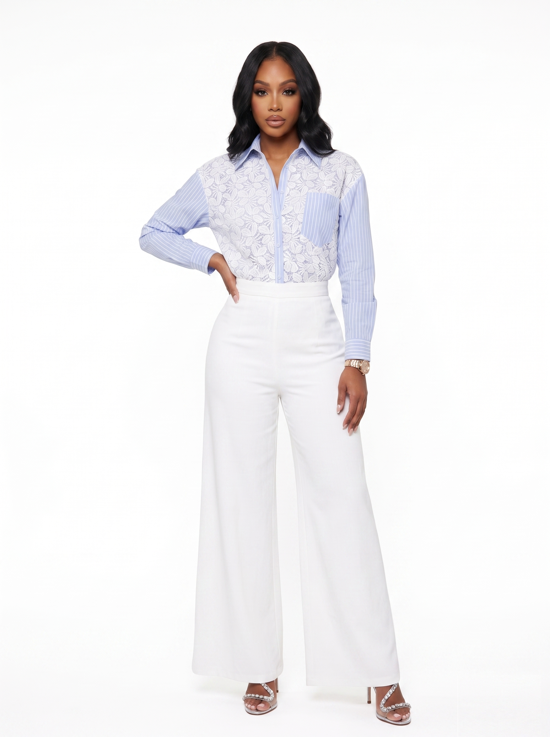 CAMISA PORTOFINO CON DETALLES EN GUIPUR