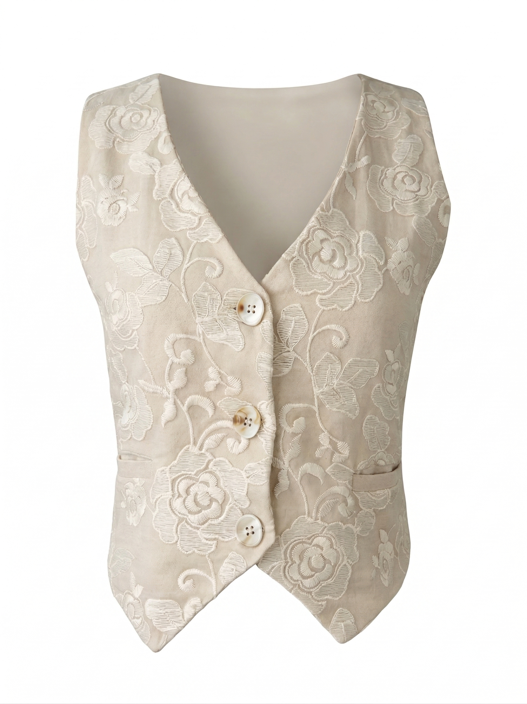 CHALECO CON ENCAJE DELICATTA - BEIGE