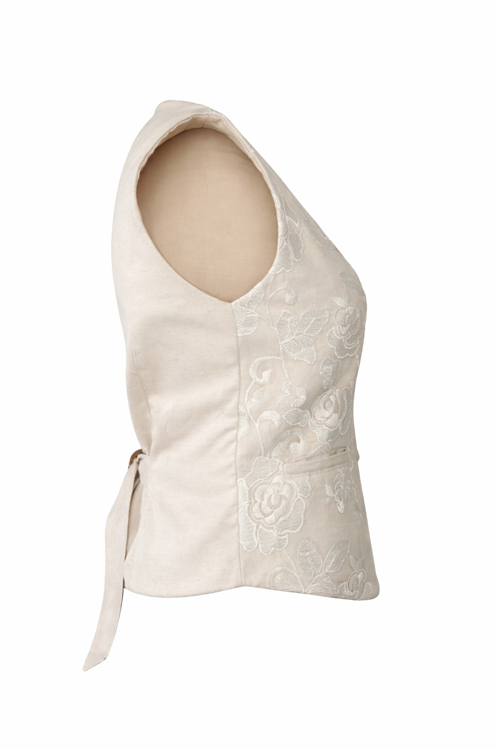CHALECO CON ENCAJE DELICATTA - BEIGE