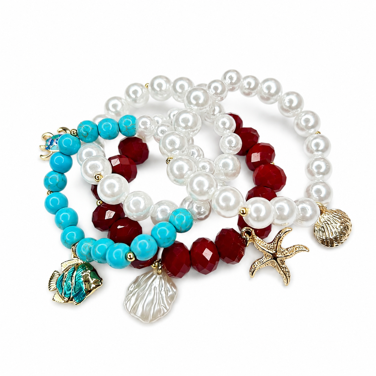SET x4 PULSERAS - TESOROS DEL MAR