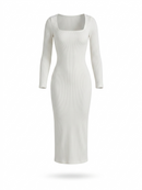 VESTIDO MAXI ACANALADO SINFONÍA - IVORY