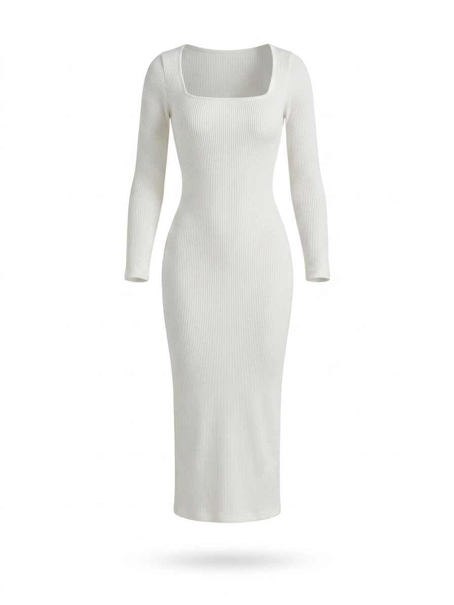 VESTIDO MAXI ACANALADO SINFONÍA - IVORY