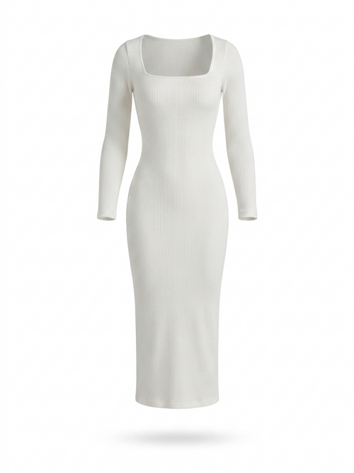 VESTIDO MAXI ACANALADO SINFONÍA - IVORY