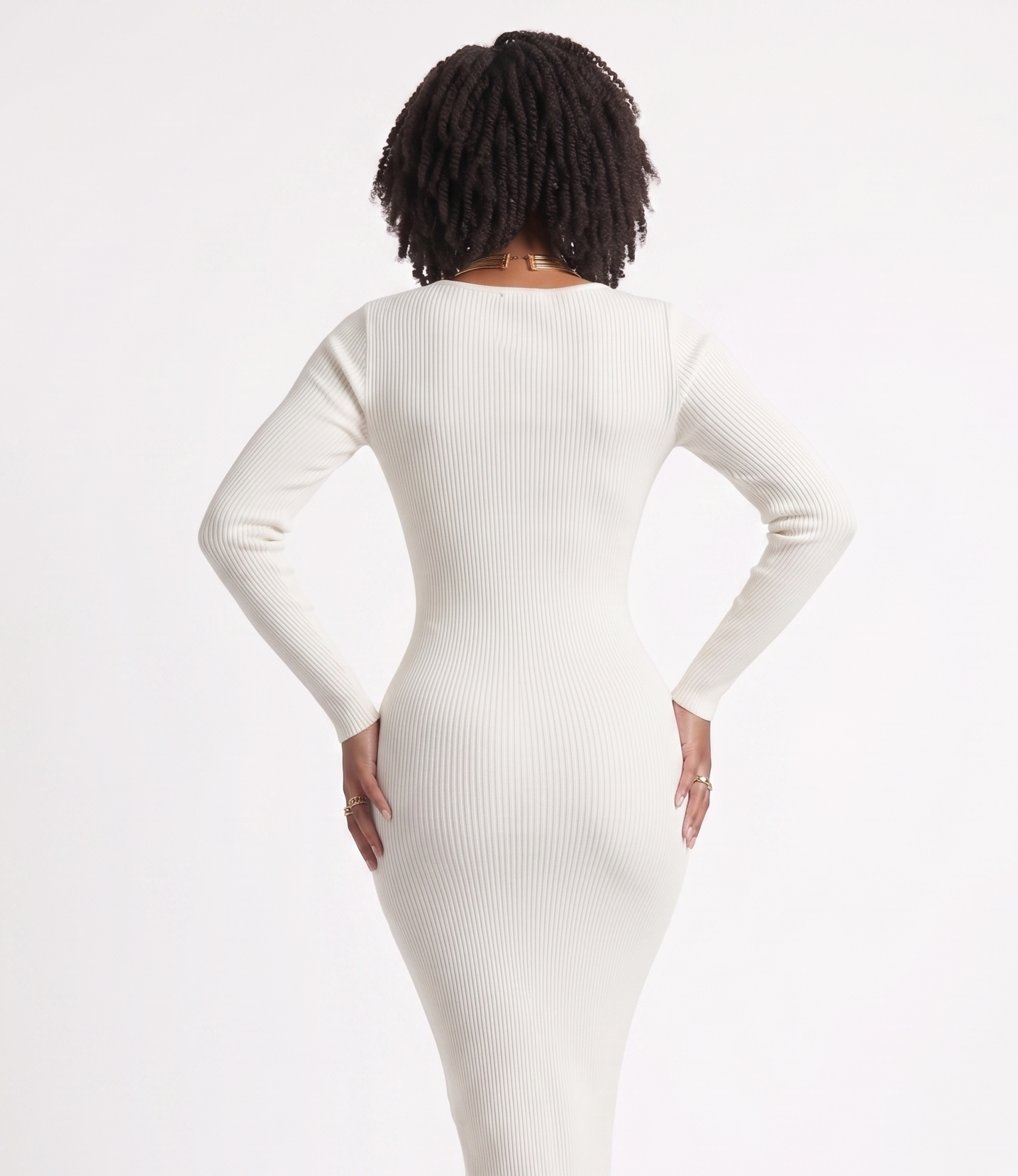 VESTIDO MAXI ACANALADO SINFONÍA - IVORY