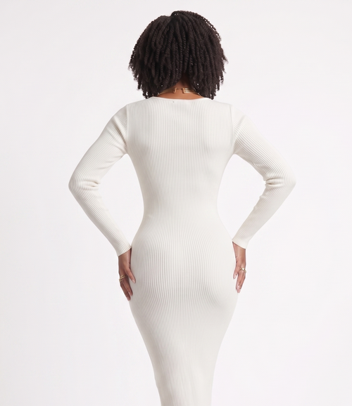 VESTIDO MAXI ACANALADO SINFONÍA - IVORY