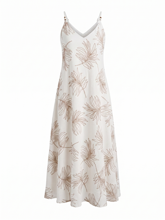 Translation missing: es.VESTIDO MAXI TRÓPICO - BEIGE