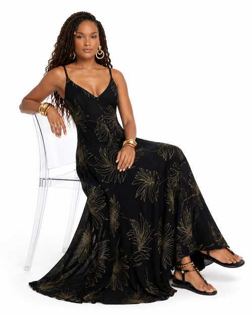 VESTIDO MAXI TRÓPICO - NEGRO